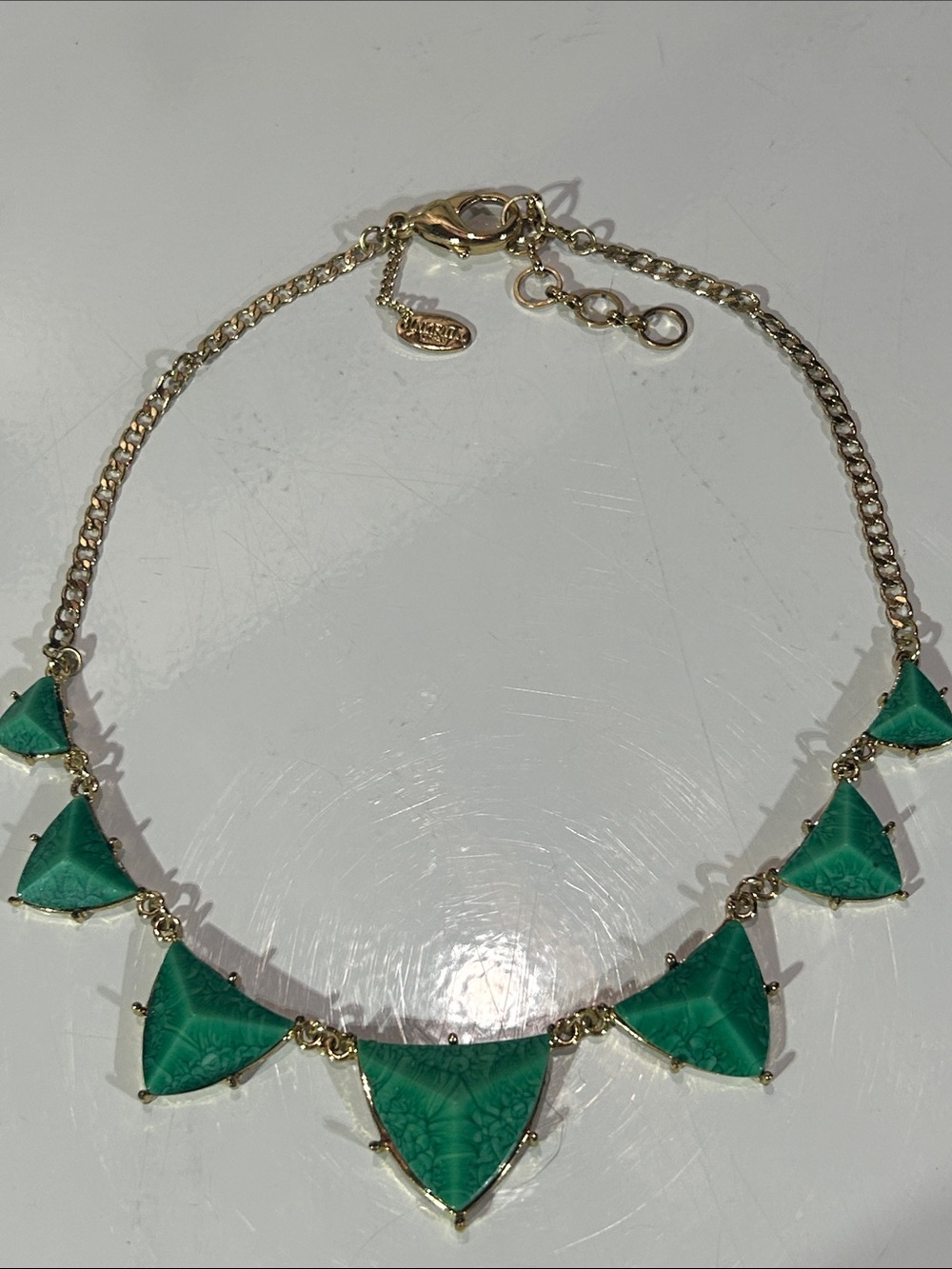 Amrita Singh Gold-Tone Necklace with Emerald Green Triangular Stones